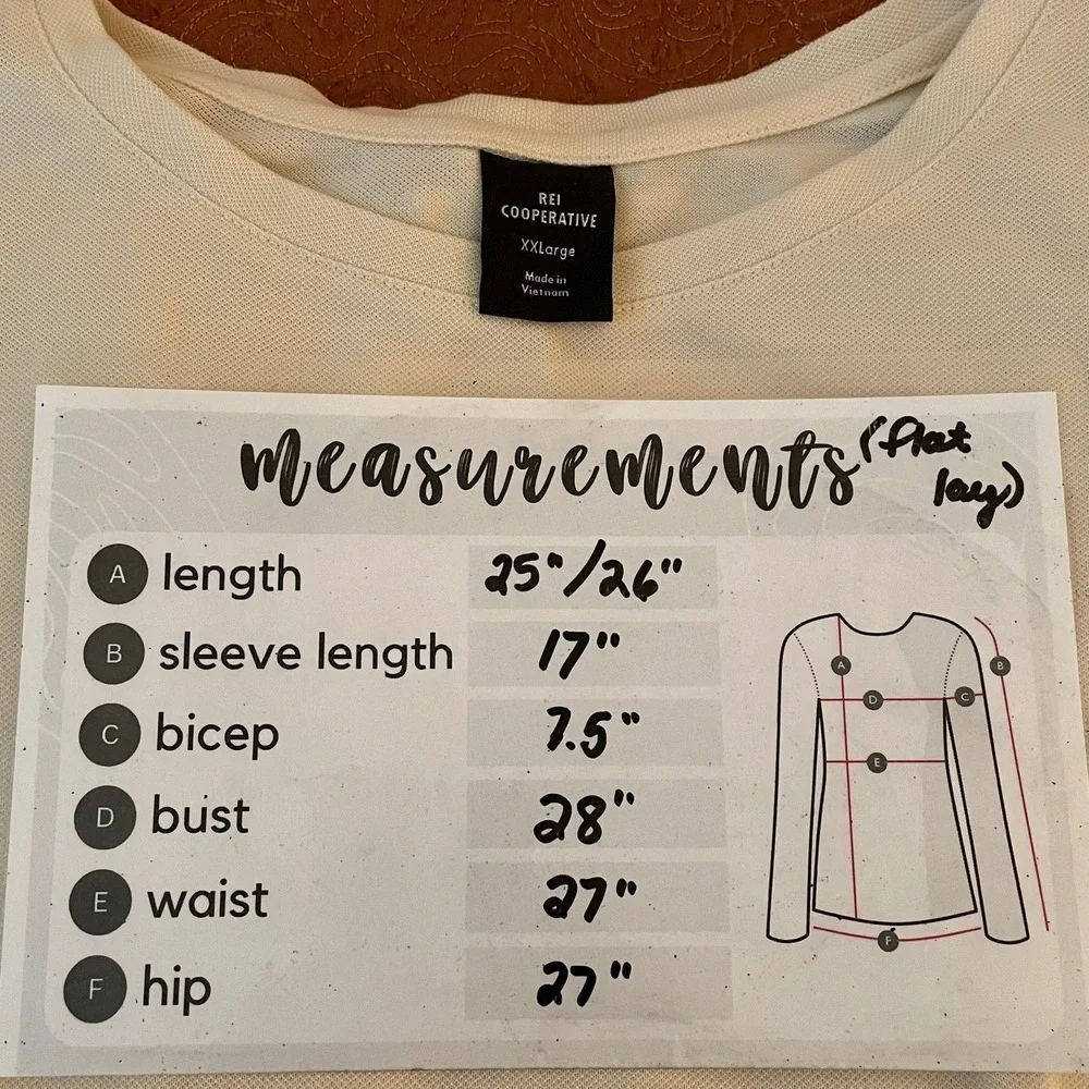 REI Cooperative XXLarge Cream Long‎ Sleeve Top Relaxed Outdoor Casual - Picture 10 of 10
